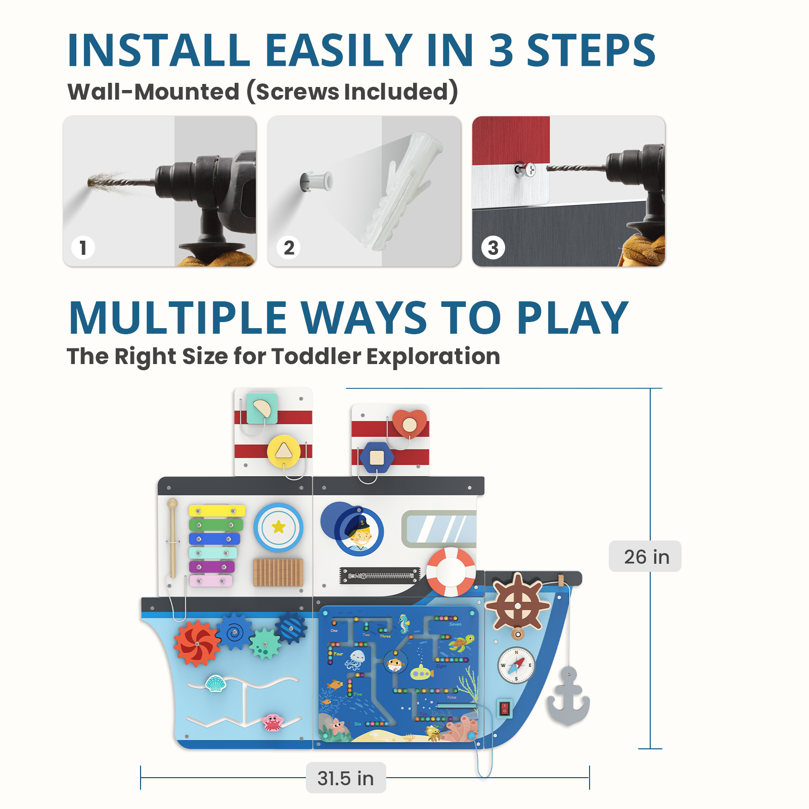 Giggle- BlueWood® Tablero de actividades *Submarino