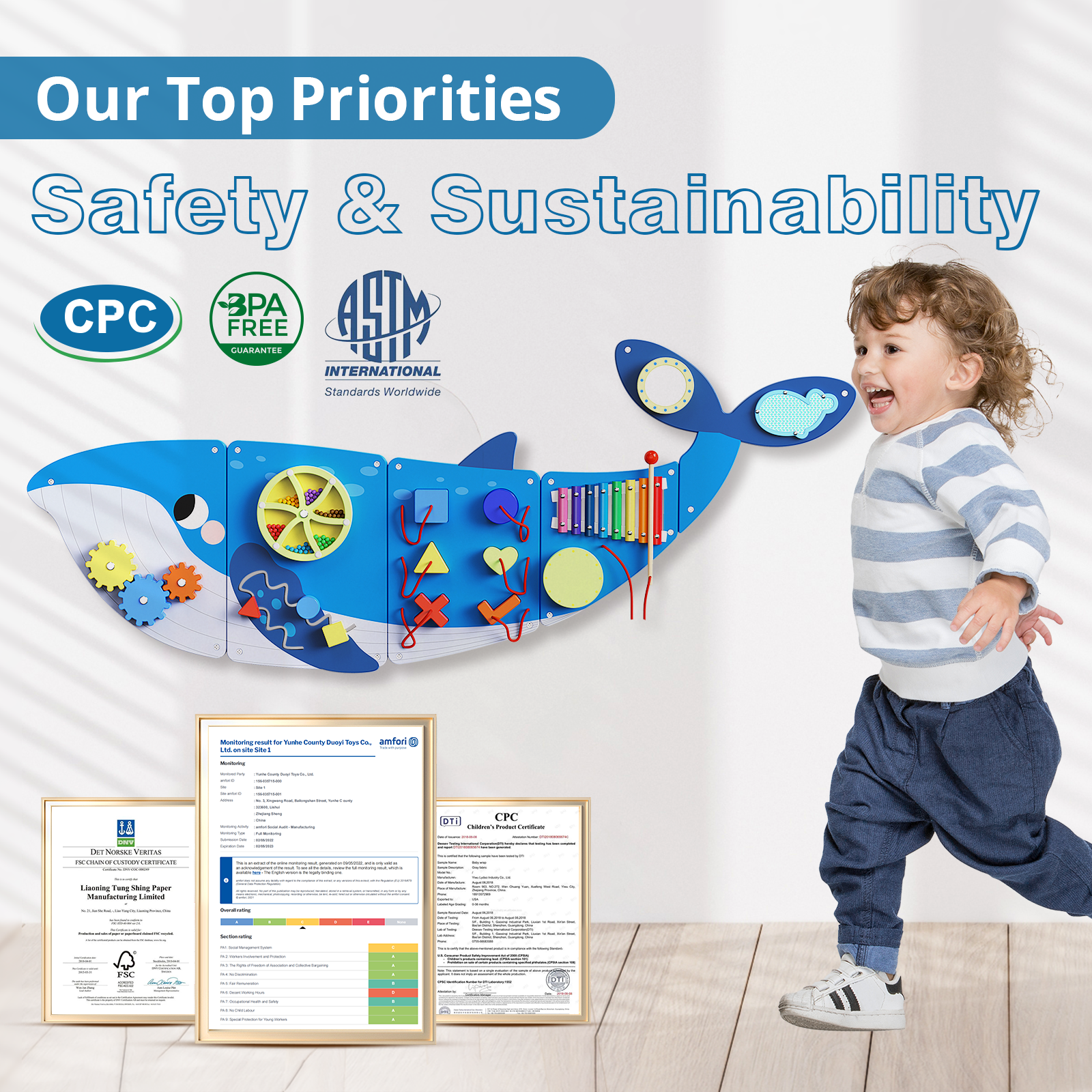 Giggle- Tablero de actividades BlueWood® *Ballena azul