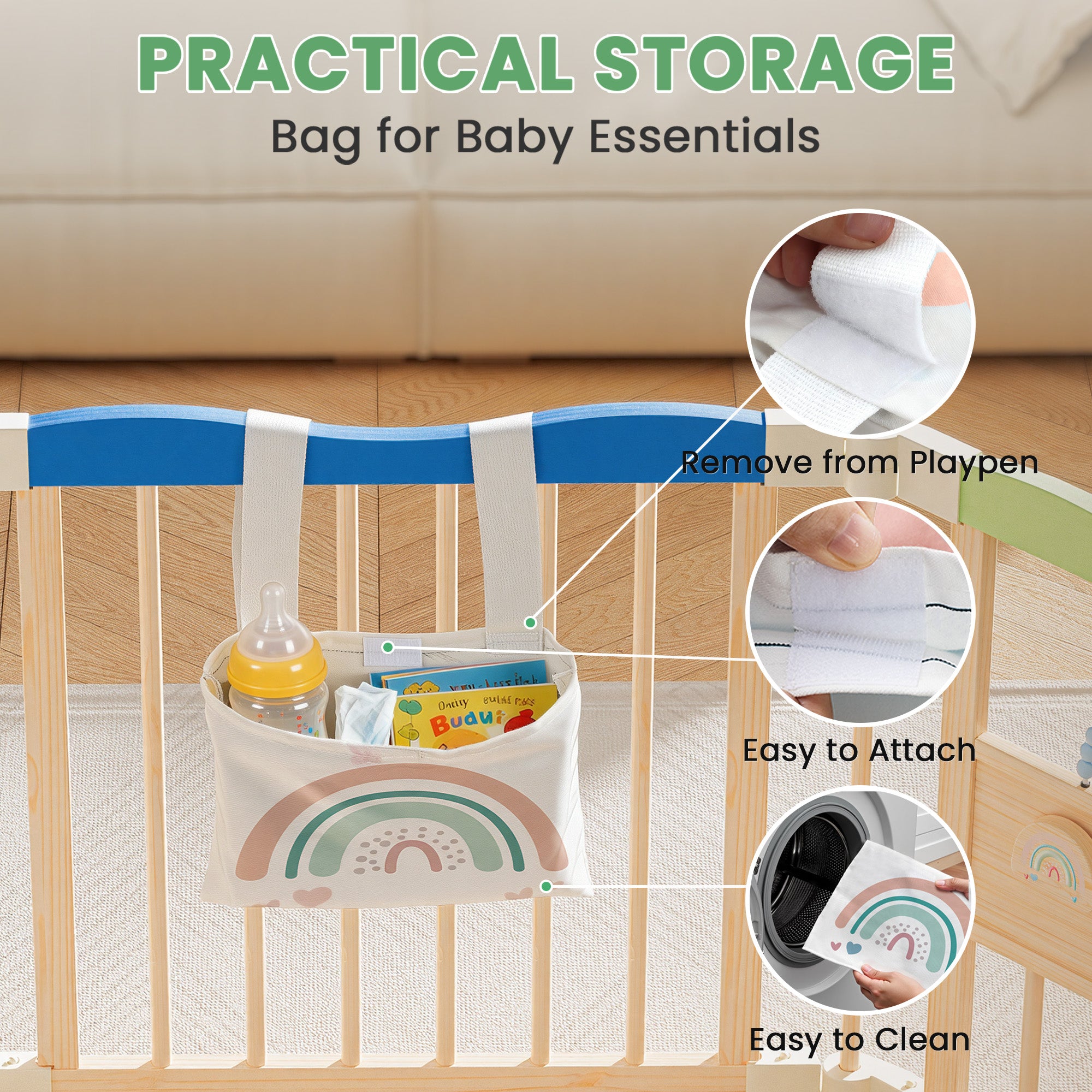 Halo - BlueWood® Baby Gate Playpen, Foldable, Baby Playpen with Sensory Board Features *Rainbow