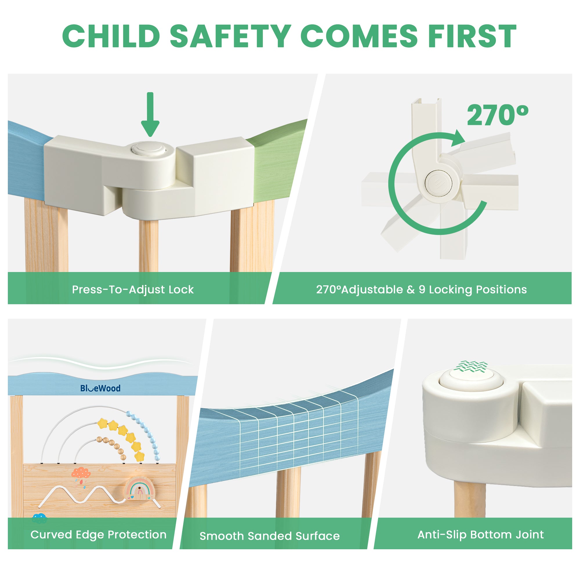Halo - BlueWood® Baby Gate Playpen, Foldable, Baby Playpen with Sensory Board Features *Rainbow