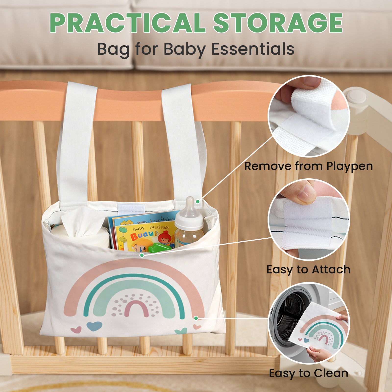 Halo – BlueWood® Wooden Baby Playpen Without Door, Foldable, Colorful Dream, 8 Pcs