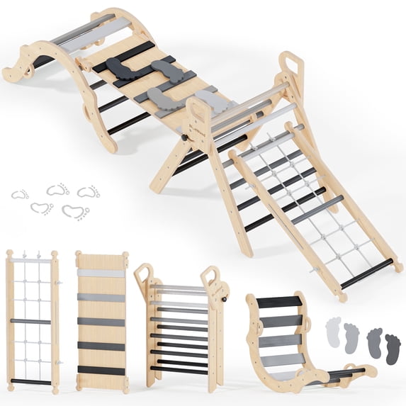 Ramble- Juego triangular Pikler BlueWood® con escalera de cuerda *Tono madera