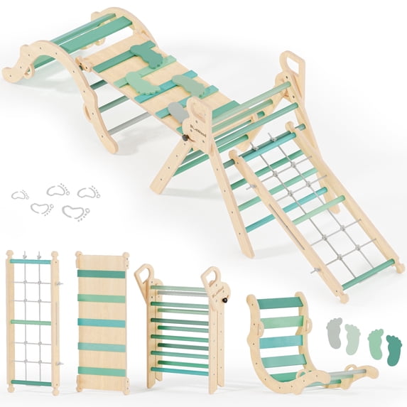 Ramble- Juego triangular Pikler BlueWood® con escalera de cuerda *Tono madera