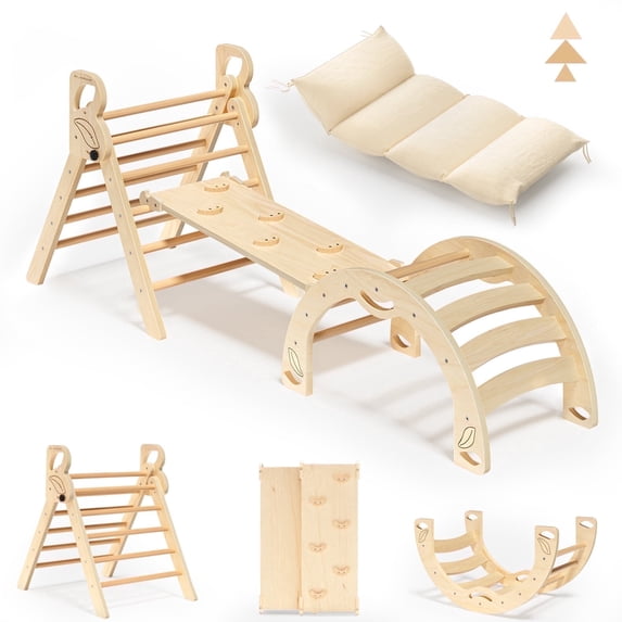 Triangle Climbing Set Indoor Playground, Lightweight Compact, 4-Piece, 71 in L x 21 in W x 15 in H