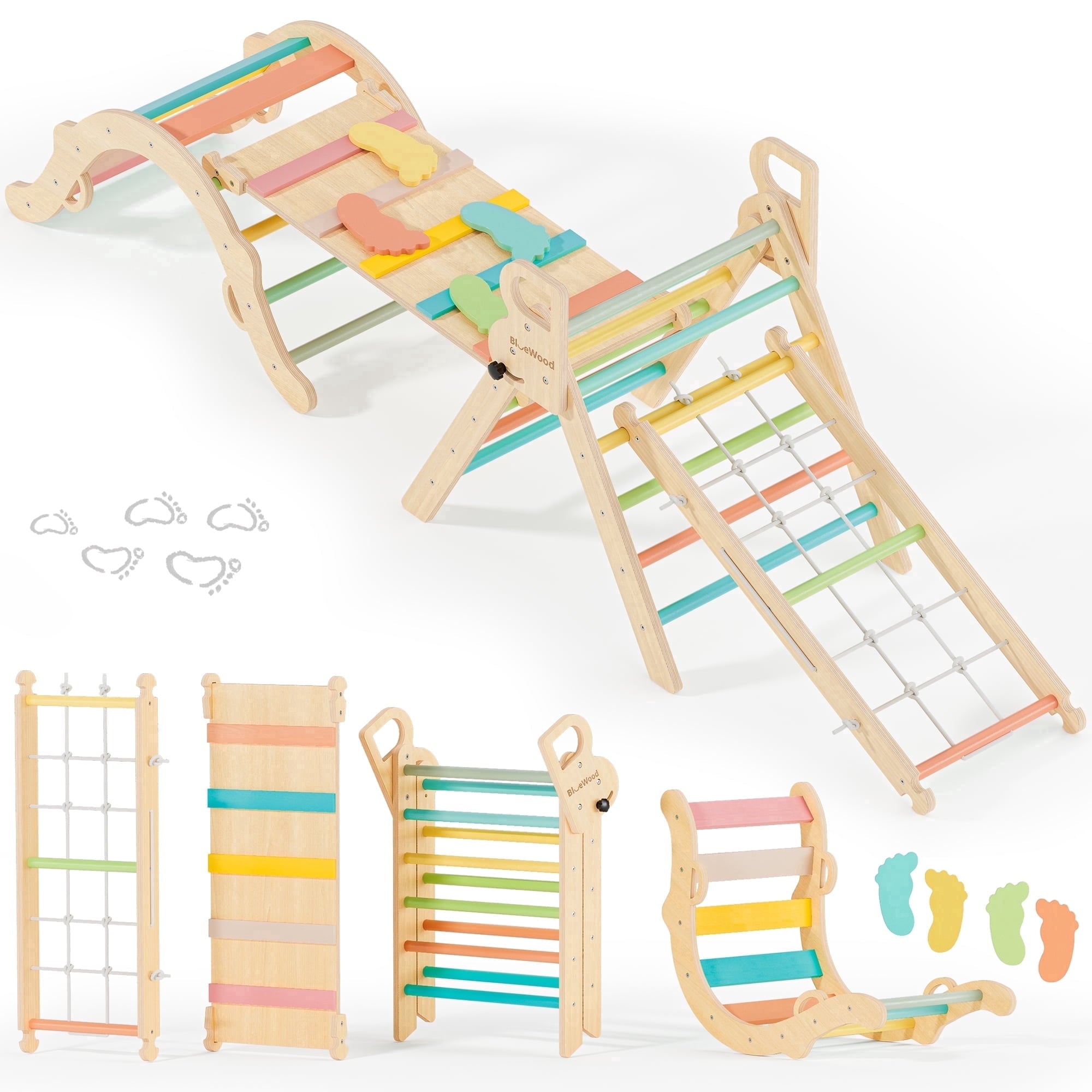 Ramble- Juego triangular Pikler BlueWood® con escalera de cuerda *Tono madera