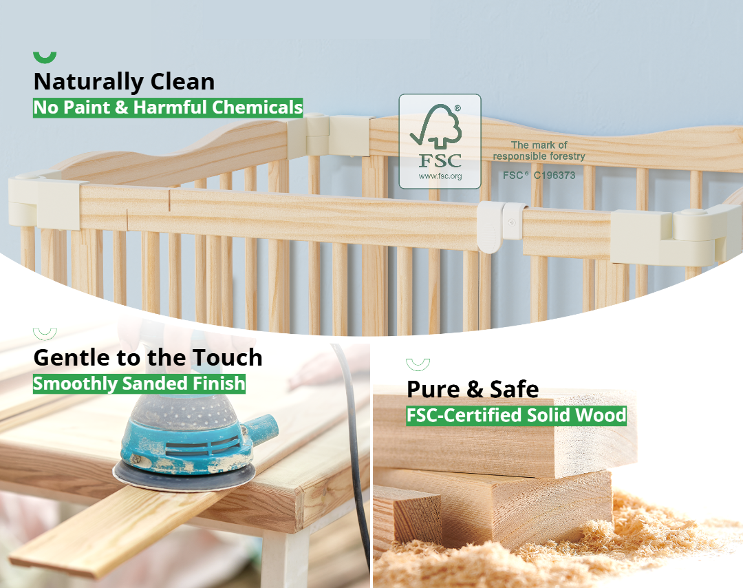 Halo - BlueWood® Baby Gate Playpen, Foldable, Paint-Free Baby Playpen