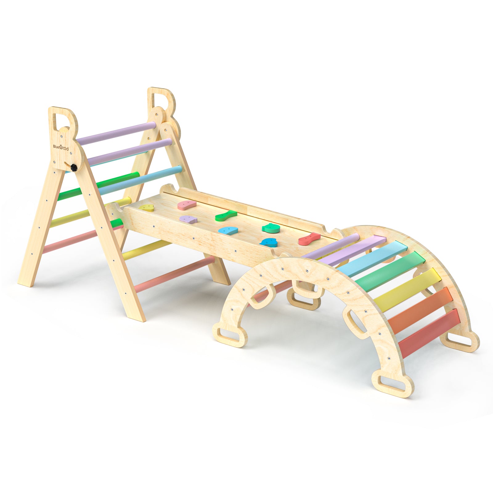Pikler Triangle Ribbons Aurora- BlueWood® 2024 Pikler Triangle Set *Rainbow
