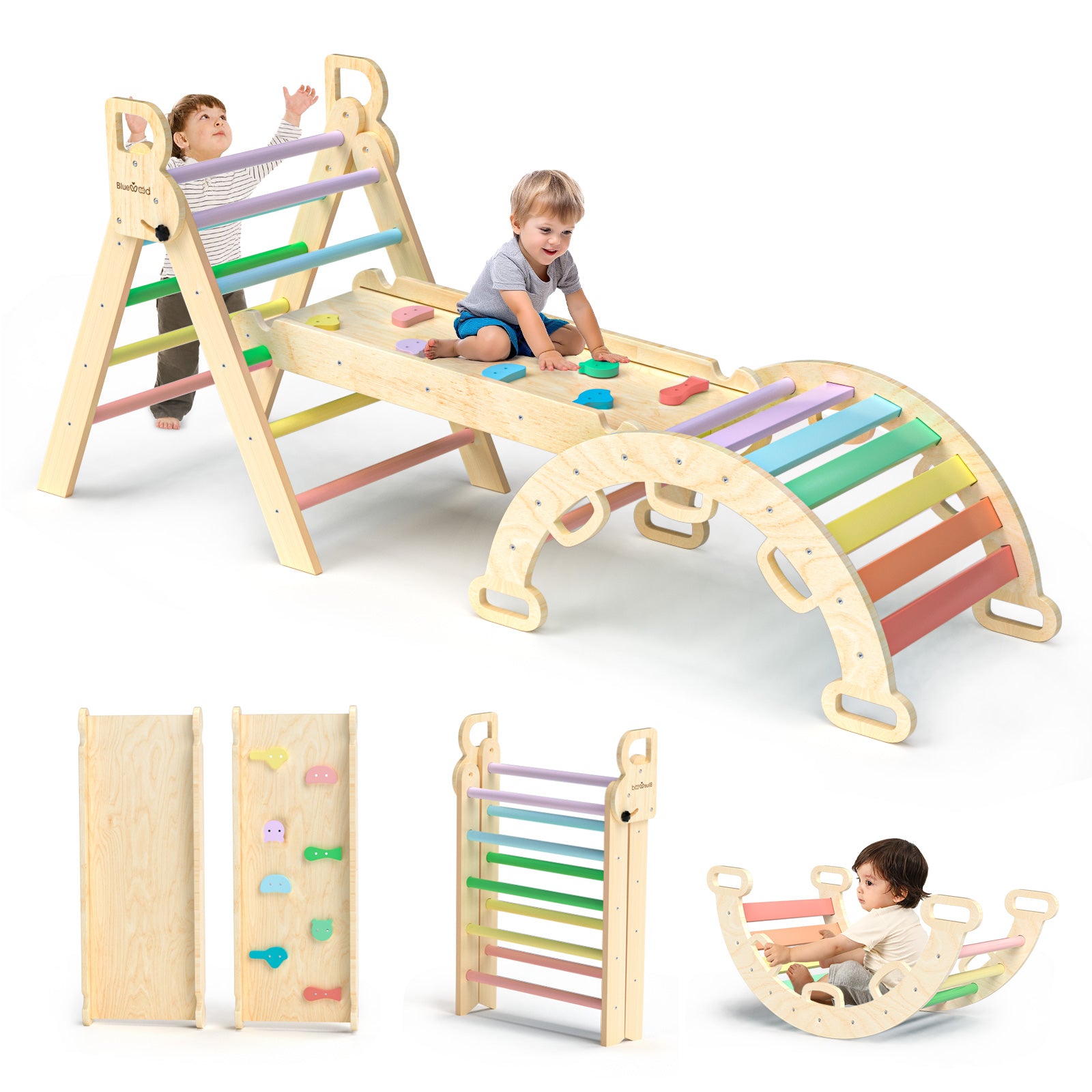 BlueWood® Rainbow Pikler Triangle Set