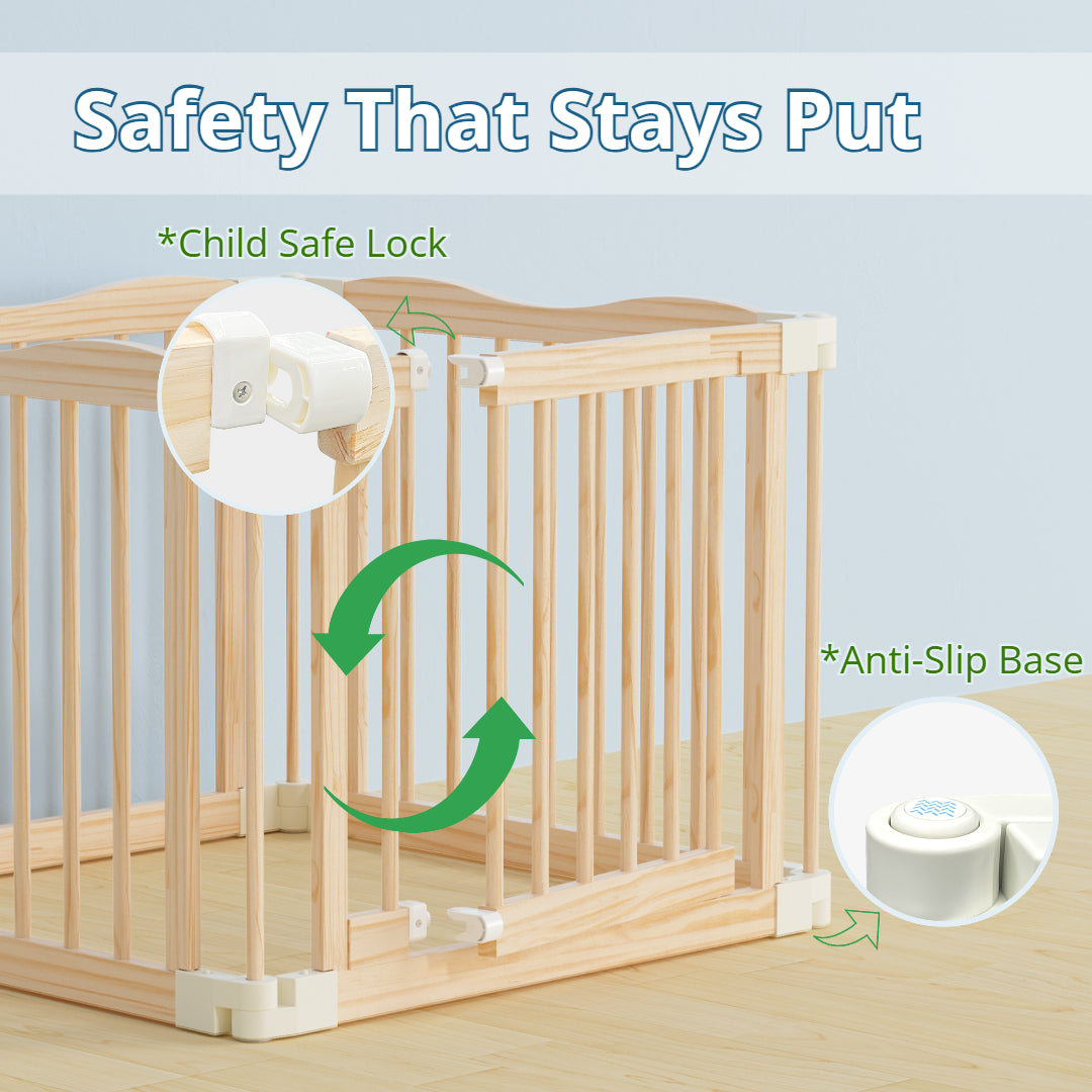 Halo - BlueWood® Baby Gate Playpen, Foldable, Paint-Free Baby Playpen