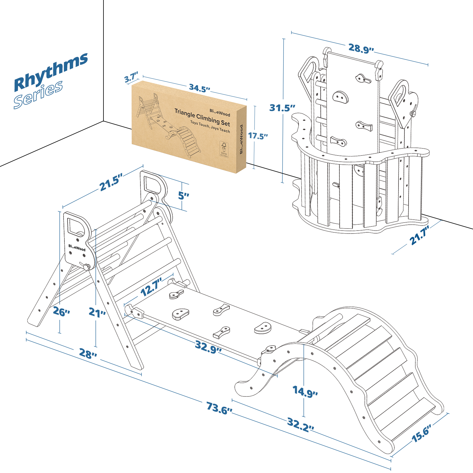 Dimensions of Rhythms- BlueWood® Pikler Triangle Set 