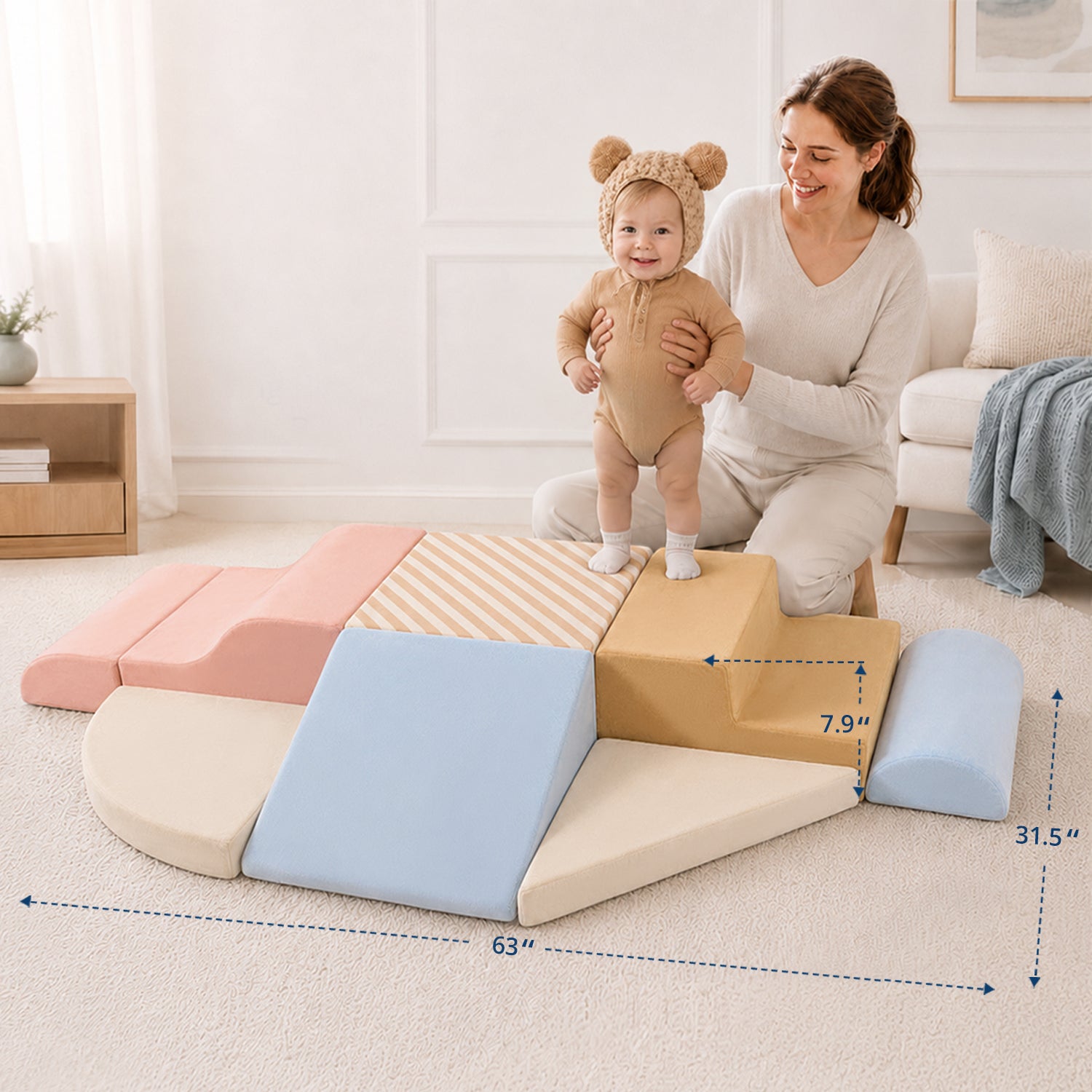 BlueWood Baby Foam Climbing Blocks | 7-Piece Soft Play Set