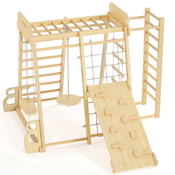 Nature Series Climb and Slide Playset Wooden Indoor Toddler Jungle Gym 1-Count