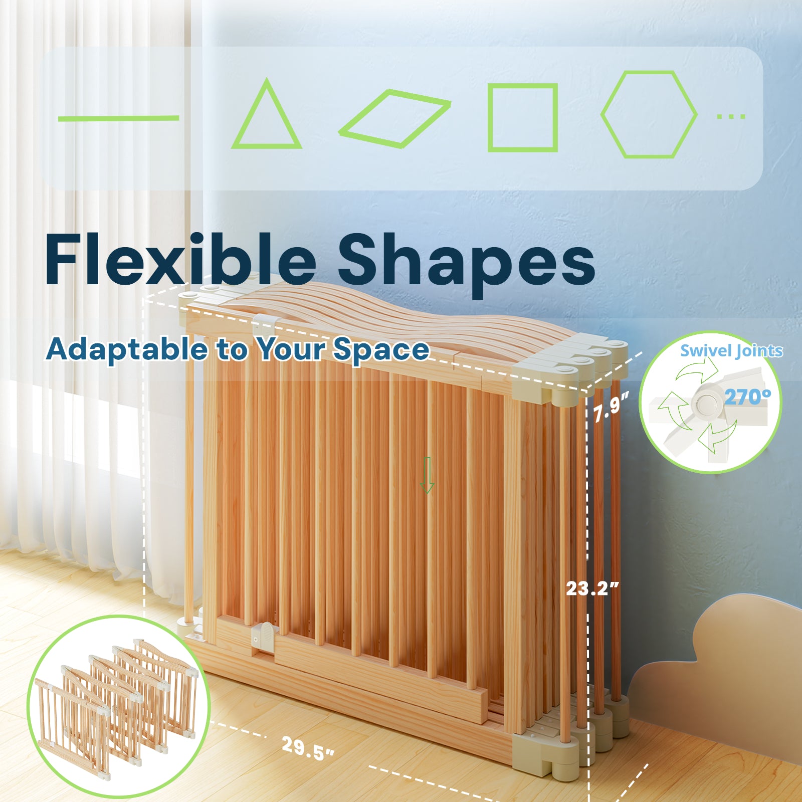 Halo - BlueWood® Baby Gate Playpen, Foldable, Paint-Free Baby Playpen