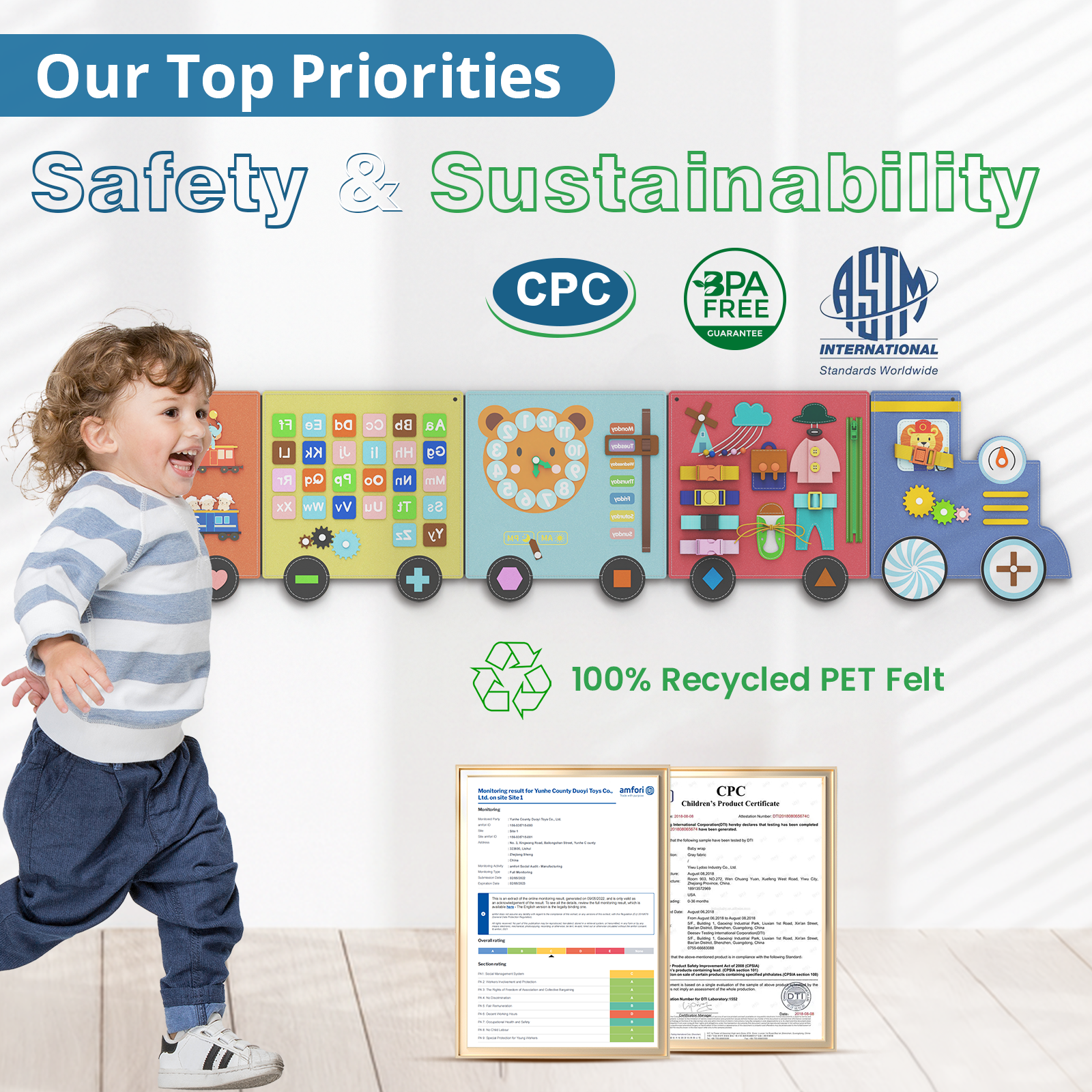 Giggle - BlueWood® Felt Busy Board Wall Panels * Train