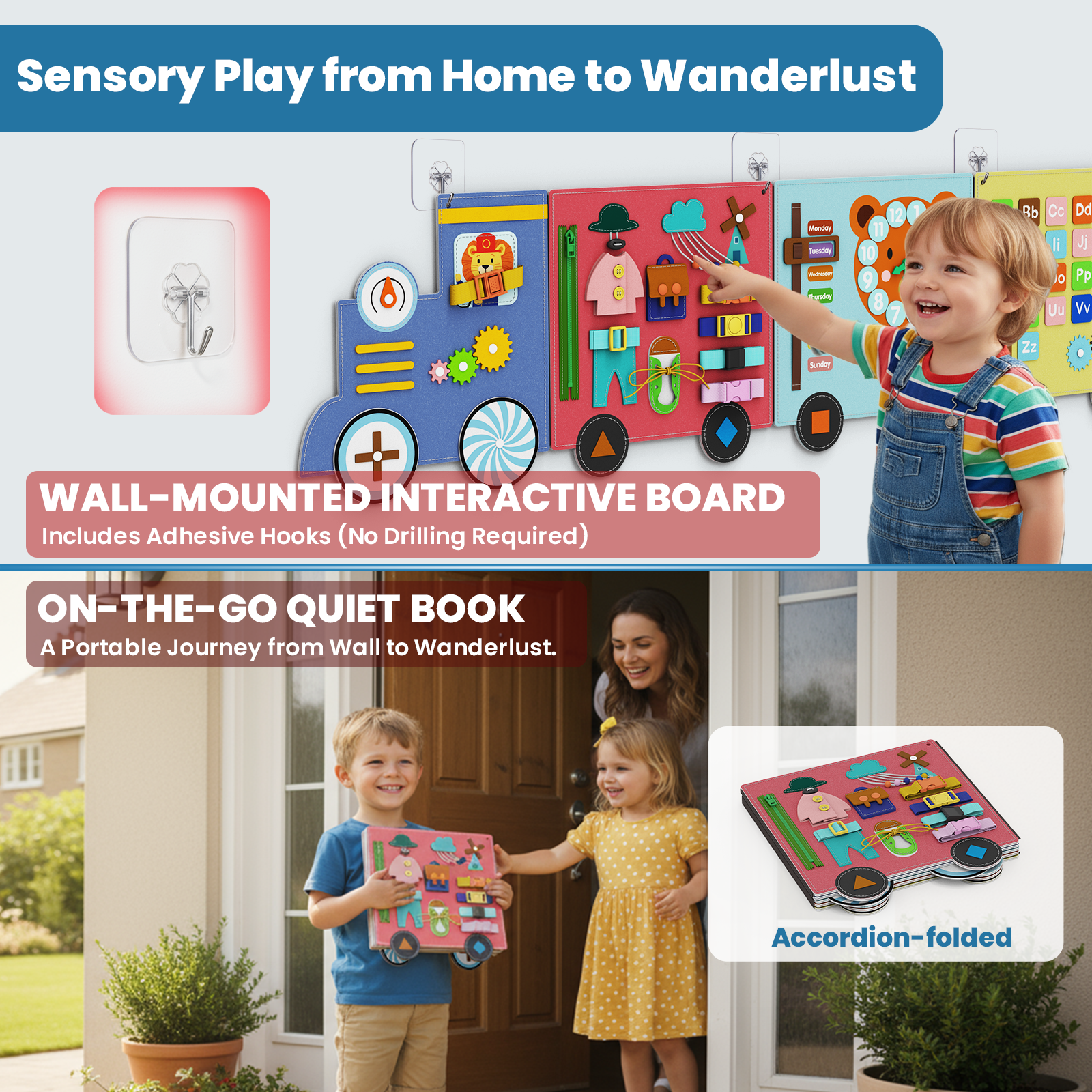 Giggle - BlueWood® Felt Busy Board Wall Panels * Train