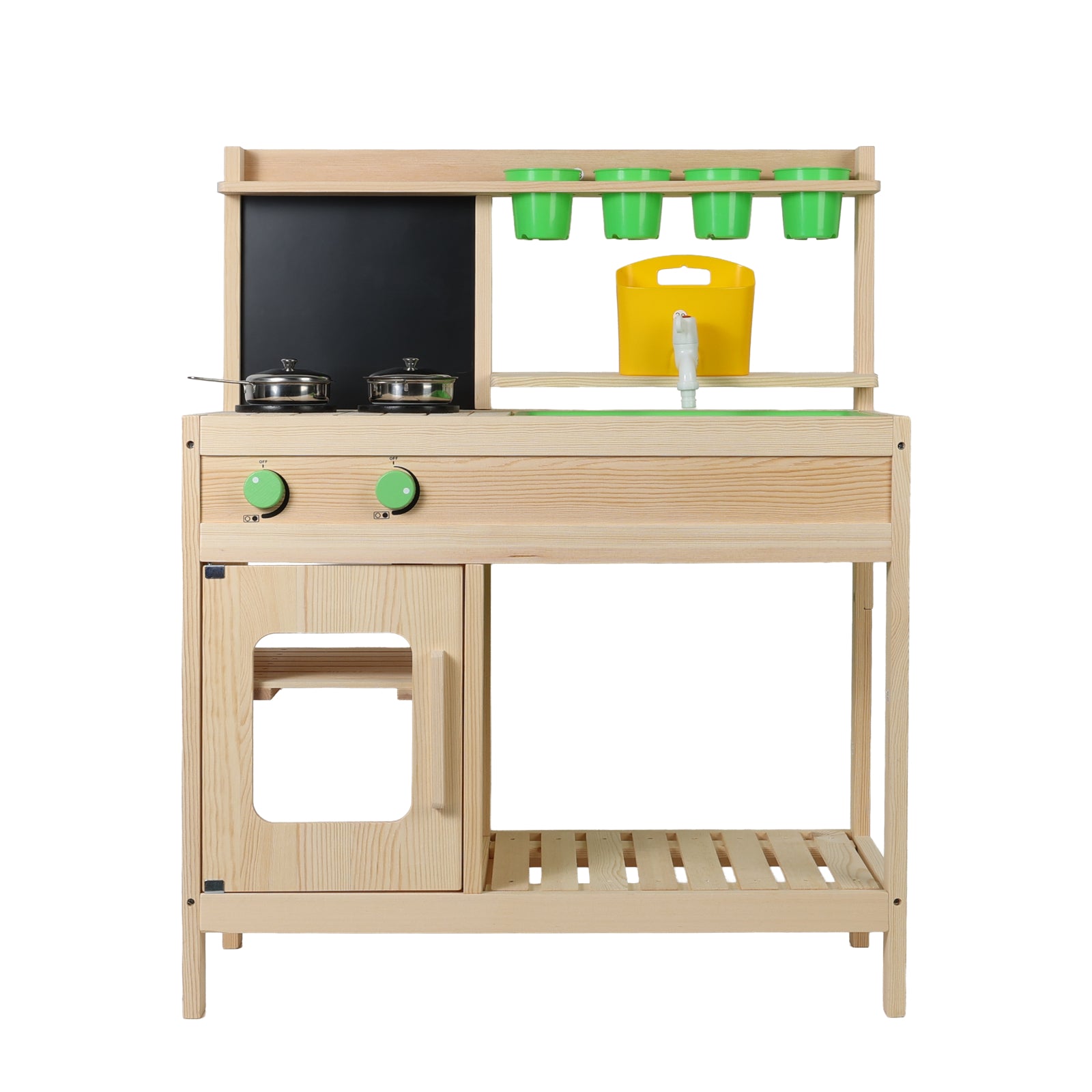 Pure Wood Mud Kitchen — For Backyard & Patio or Indoor Pretend Food Play