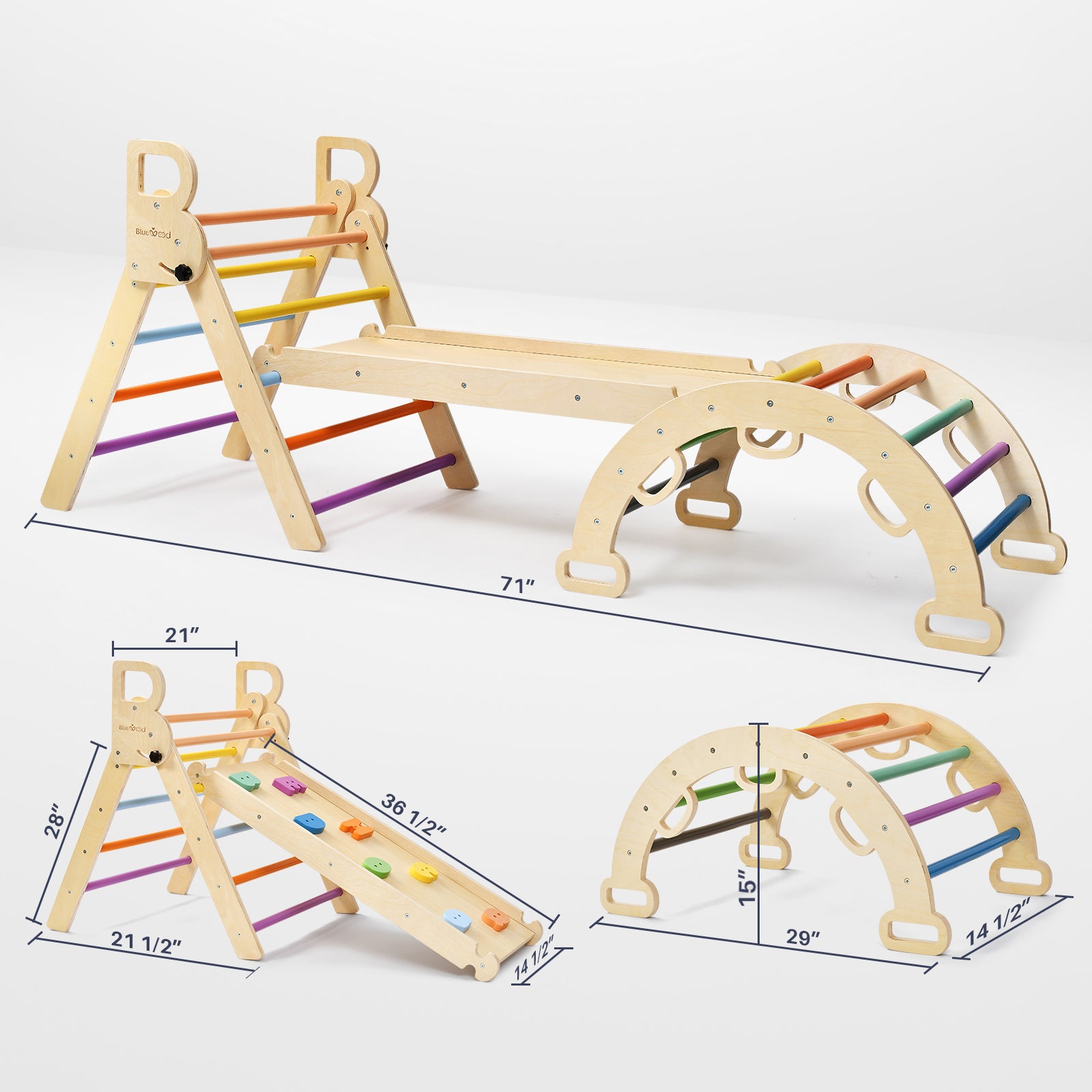 BlueWood® Classic Rainbow Pikler Triangle Set