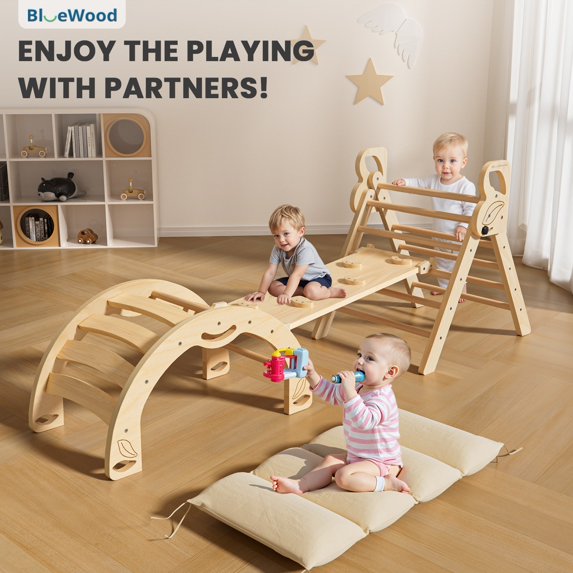 Triangle Climbing Set Indoor Playground, Lightweight Compact, 4-Piece, 71 in L x 21 in W x 15 in H