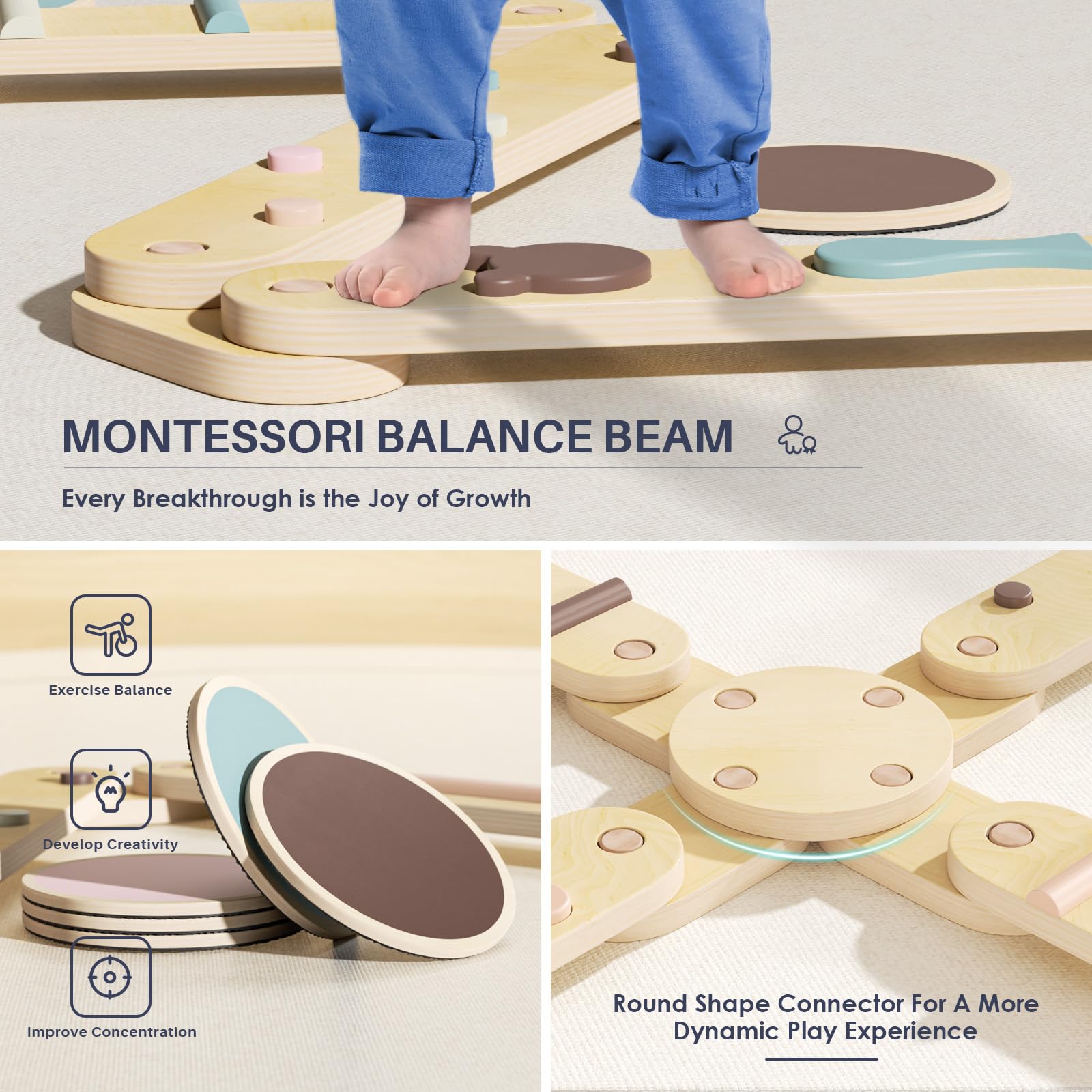 BlueWood® Balance Beam 6pcs- Morandi Color