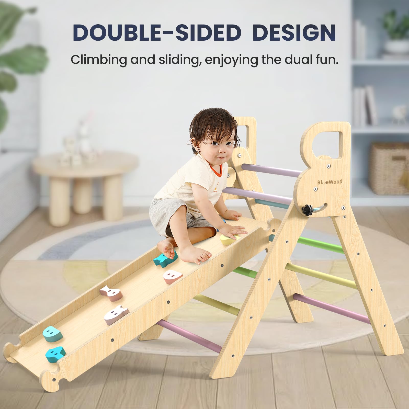 Aurora- BlueWood® Pikler Triangle Set 2 pièces*Arc-en-ciel