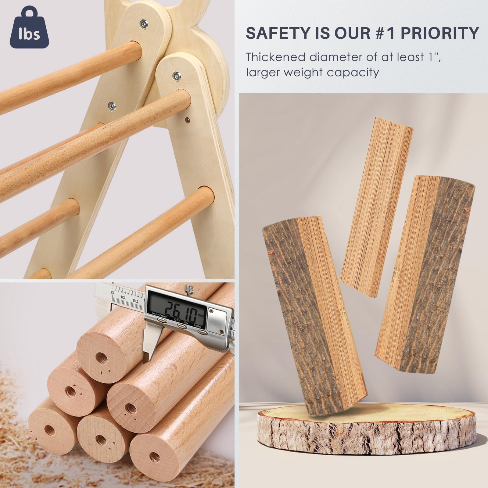 Nostalgia - Juego de triángulos Pikler clásicos BlueWood® *Tono de madera natural