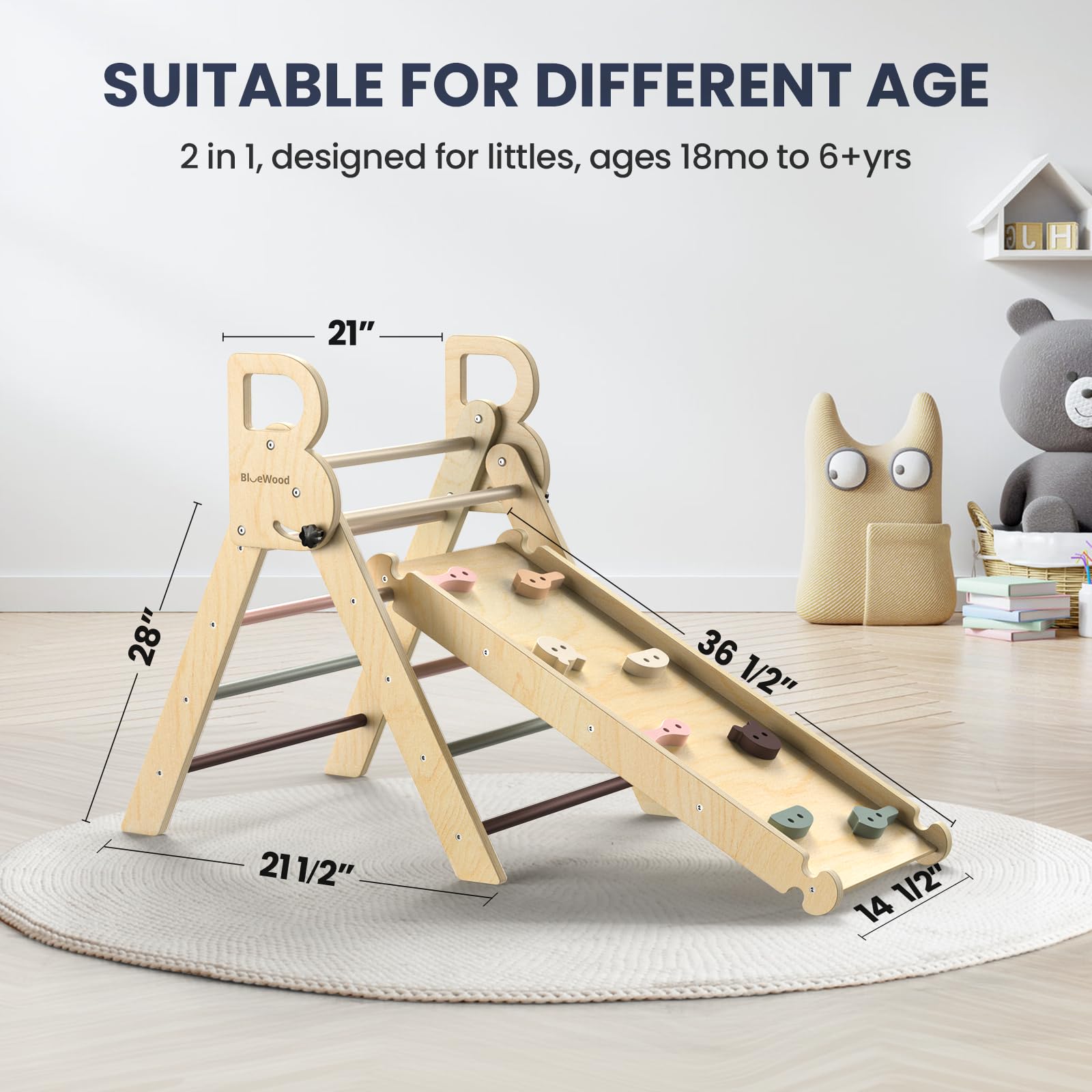 Aurora- BlueWood® Pikler Triangle Set 2 pièces*Morandi