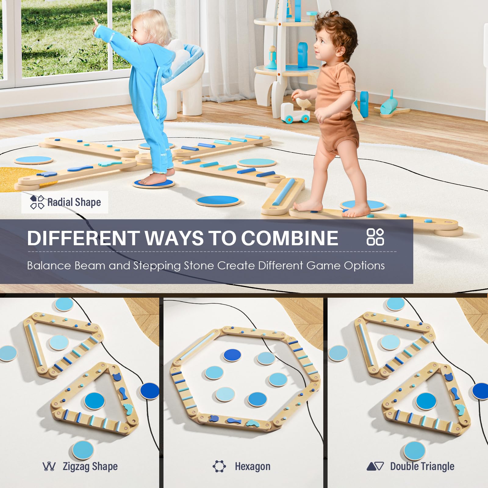 Barra de equilibrio Anchor-BlueWood® 6 piezas *Azul degradado