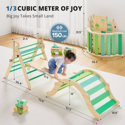 dimensions of BlueWood pikler climbing toys Rhythms series summer beat