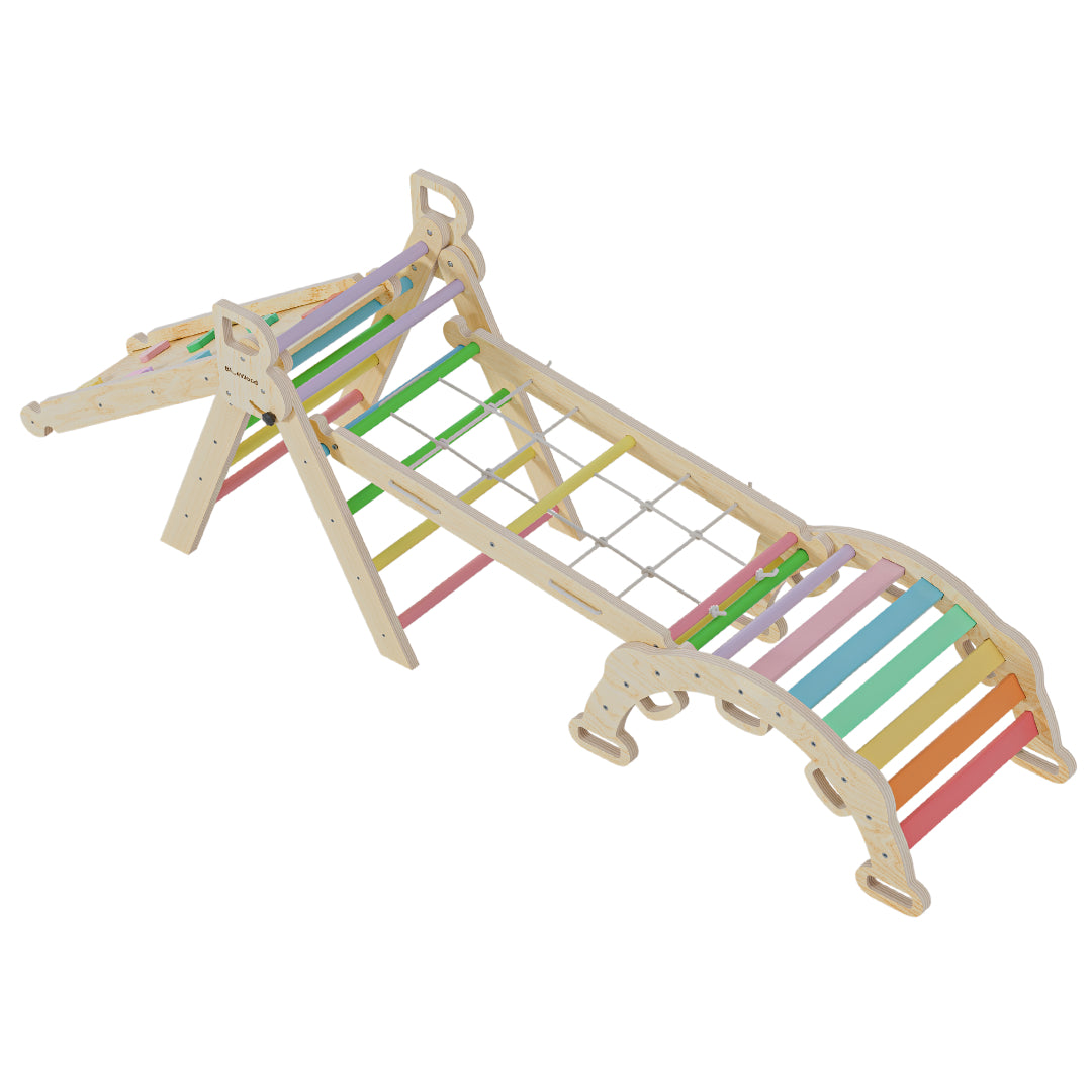 Aurora- BlueWood® 2024 Rope Ladder Pikler Triangle Set *Rainbow